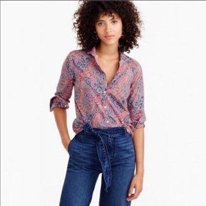 J. CREW Liberty of London Art Fabrics Paisley Perfect Shirt, Size 0